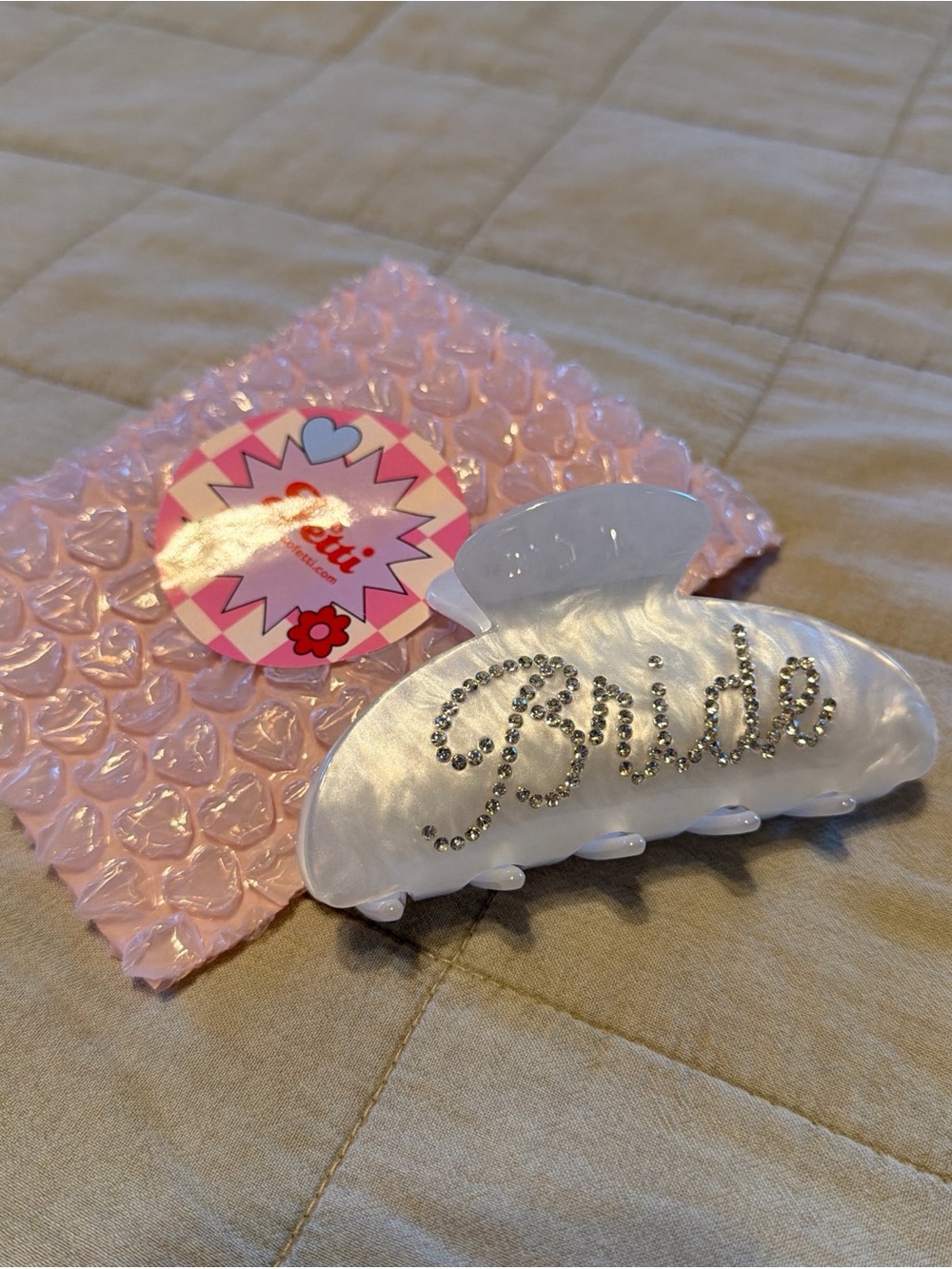 Bride Pearl White Rhinestone Hair Claw Clip - Women’s Accessories